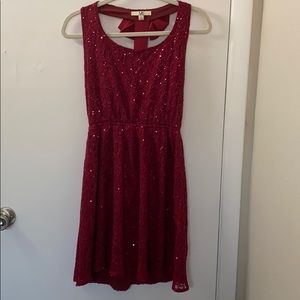 Red sequin party dress